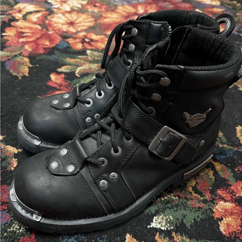 Harley-Davidson Black Leather Motorcycle Boots